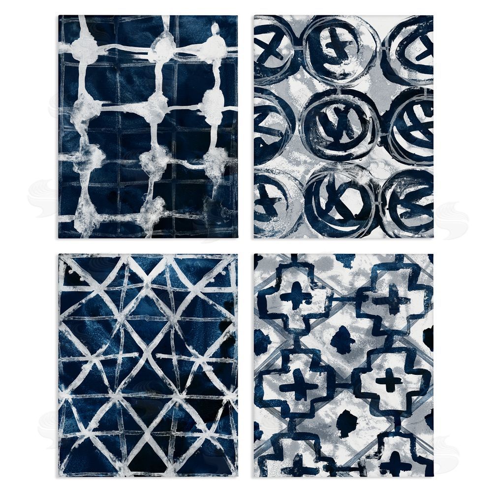 June Erica Vess Abstract Geometric Patterns Blue White Canvas Wall Art Print