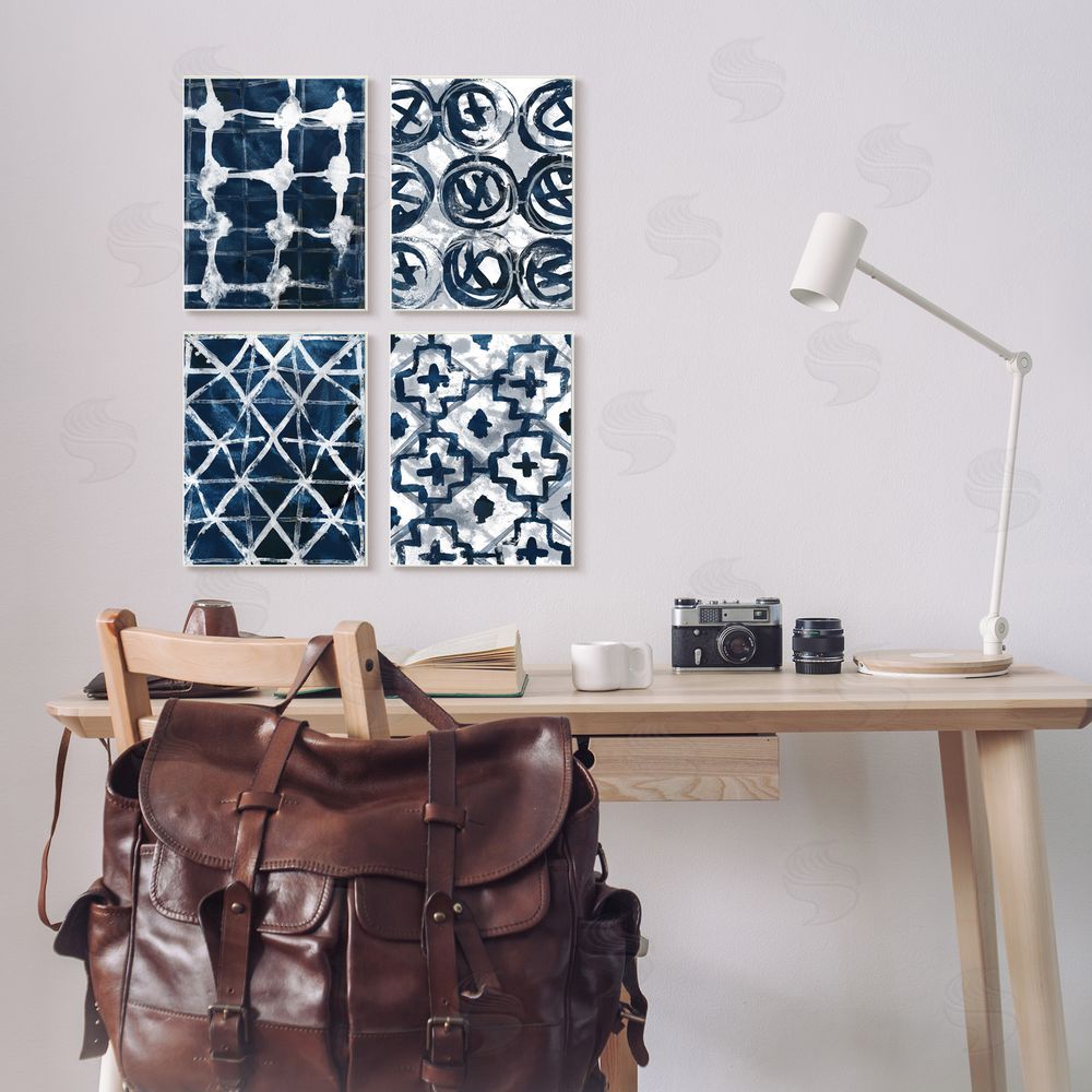 June Erica Vess Abstract Geometric Patterns Blue White Canvas Wall Art Print in Room