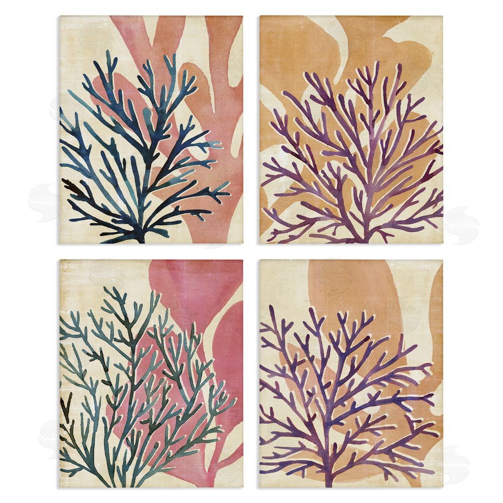 Annie Warren Vibrant Ocean Plants Orange Purple Kelp Canvas Wall Art Print