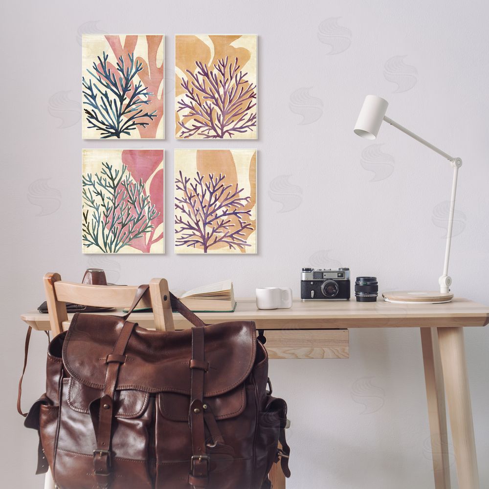 Annie Warren Vibrant Ocean Plants Orange Purple Kelp Canvas Wall Art Print in Room