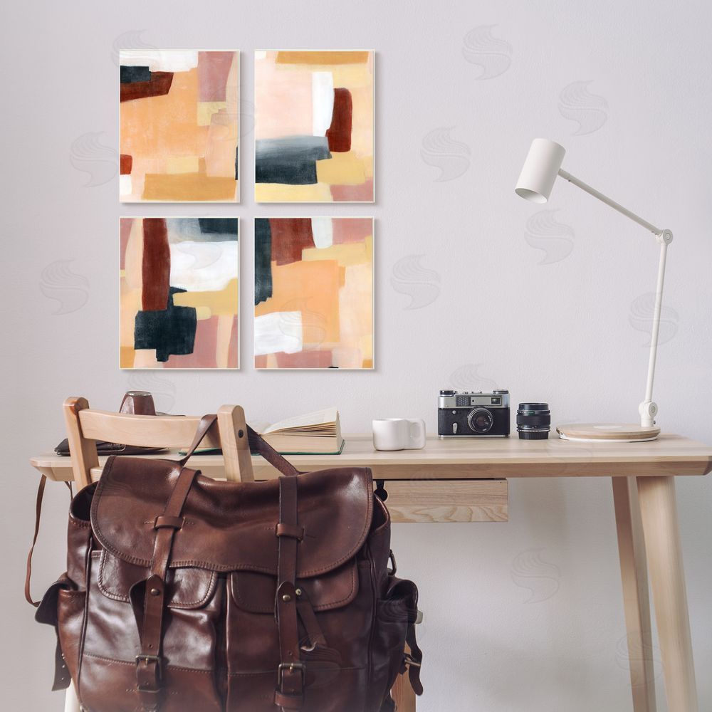 Grace Popp Color Block Abstraction Neutral Beige Brown Canvas Wall Art Print in Room