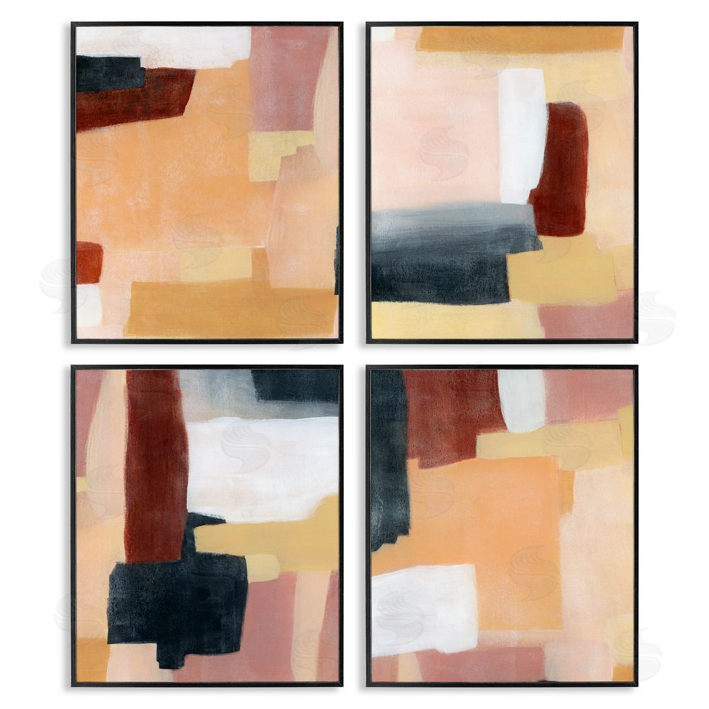 Grace Popp Color Block Abstraction Neutral Beige Brown Black Framed Giclee Wall Art Print