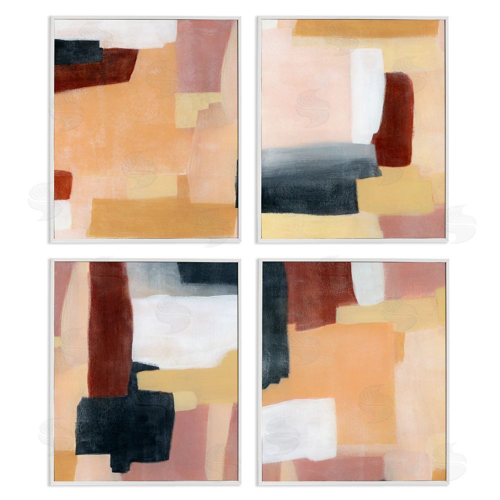Grace Popp Color Block Abstraction Neutral Beige Brown White Framed Giclee Wall Art Print
