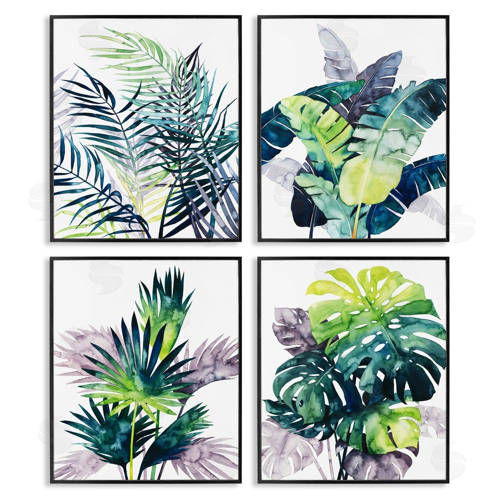Grace Popp Various Tropical Palm Fans Plants Black Framed Giclee Wall Art Print