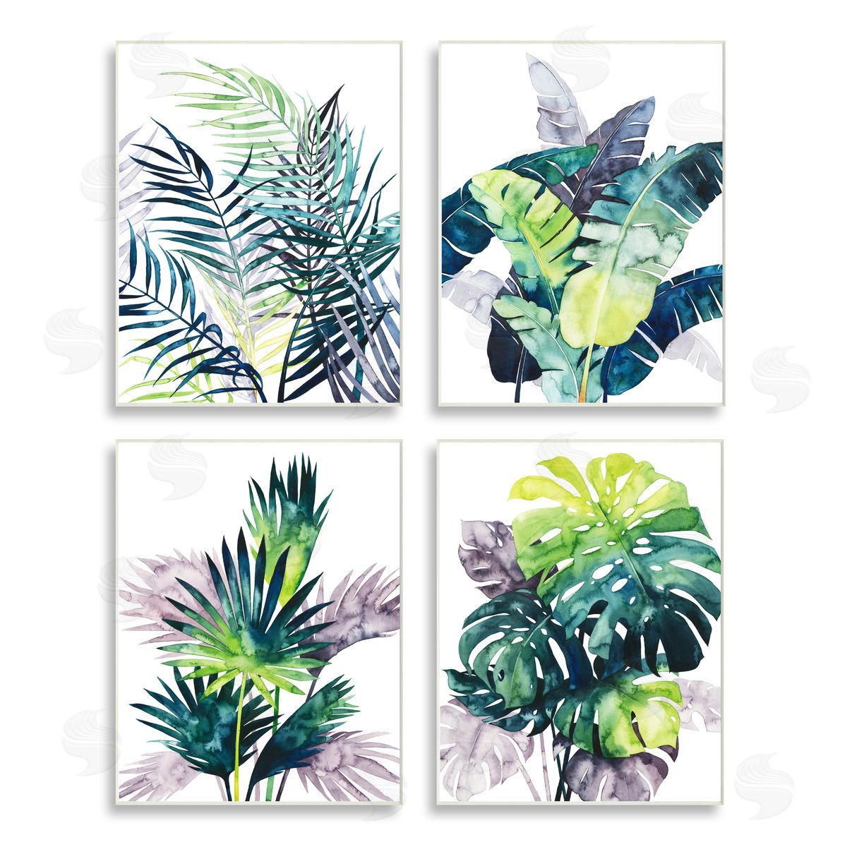 Grace Popp Various Tropical Palm Fans Plants Wooden Wall Plaque Art Print