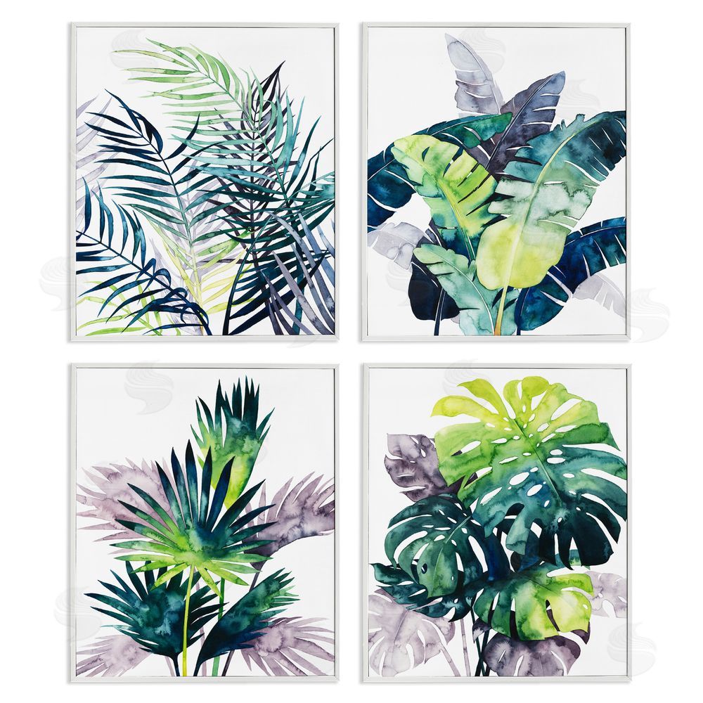 Grace Popp Various Tropical Palm Fans Plants White Framed Giclee Wall Art Print