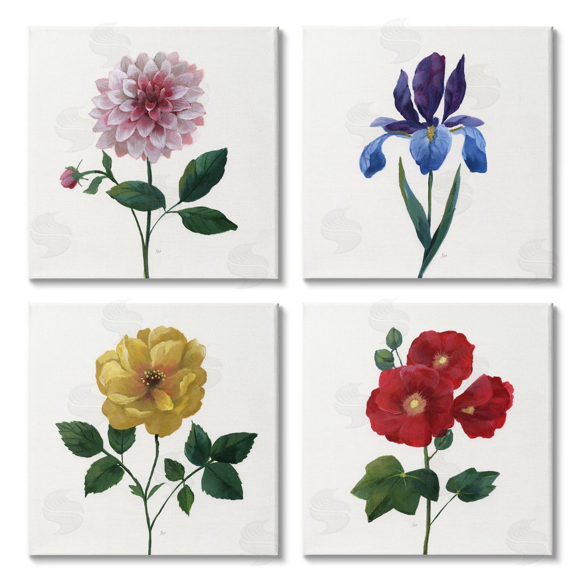 Nan Bold Florals Blossoming Poppy Iris Dahlia Canvas Wall Art Print