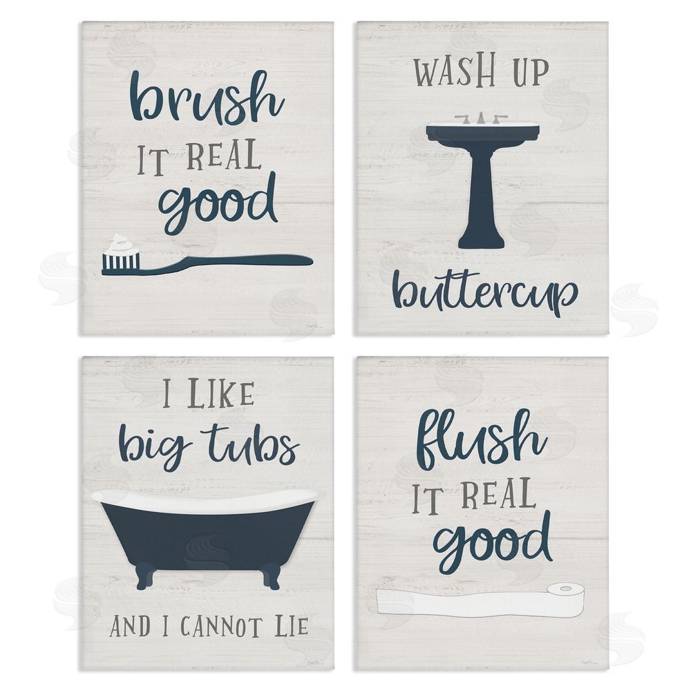 Natalie Carpentieri Bathroom Rules Humor Good Hygiene Puns Canvas Wall Art Print