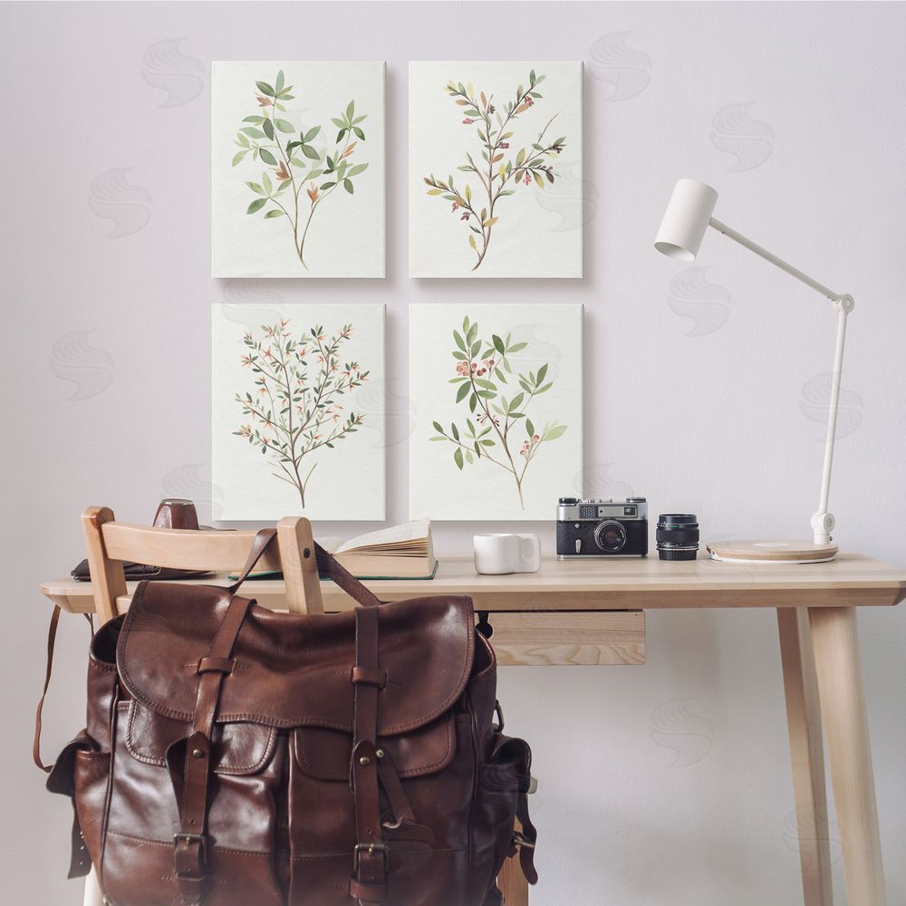 Annie Warren Soft Farmhouse Botanicals Charming Wild Foliage Canvas Wall Art Print in Room
