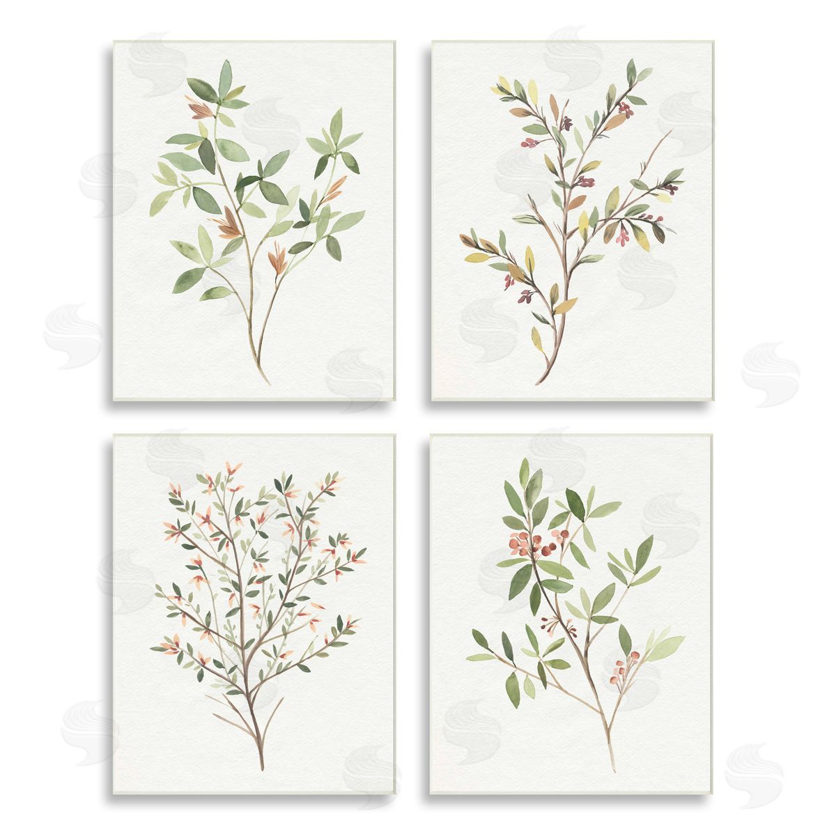Annie Warren Soft Farmhouse Botanicals Charming Wild Foliage Wooden Wall Plaque Art Print