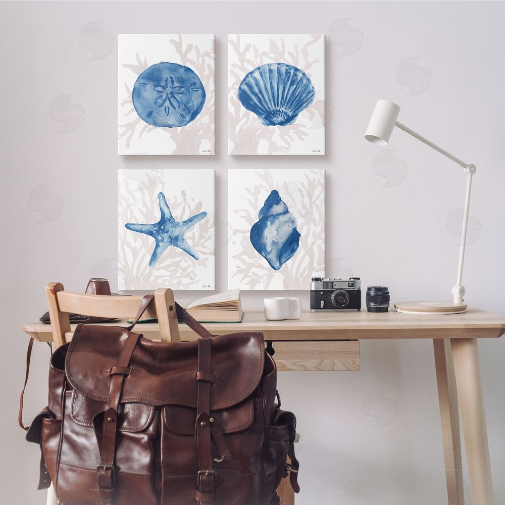 Lucille Price Shells Starfish & Sand Dollar over Seaweed Canvas Wall Art Print in Room