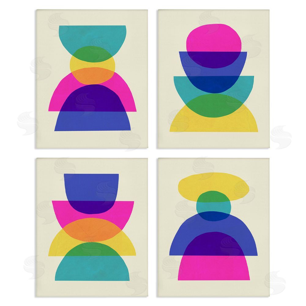 Victoria Barnes Intergalactic Rainbow Transparent Geometric Shapes  Canvas Wall Art Print