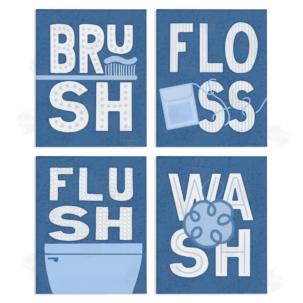 Raye Allison Creations Flush & Floss Bathroom Hygiene Chores Canvas Wall Art Print