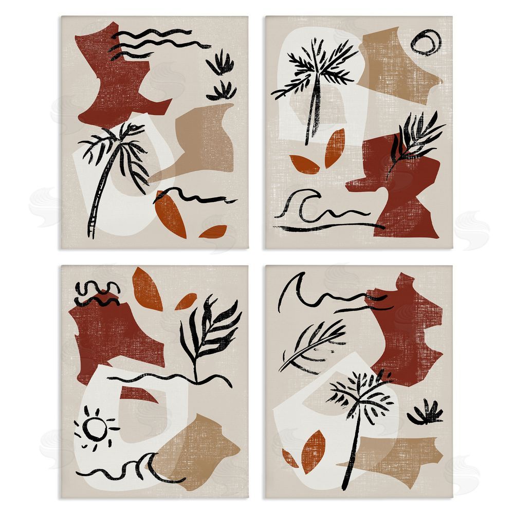 Melissa Wang Abstract Tropical Boho Shapes & Botanicals Canvas Wall Art Print