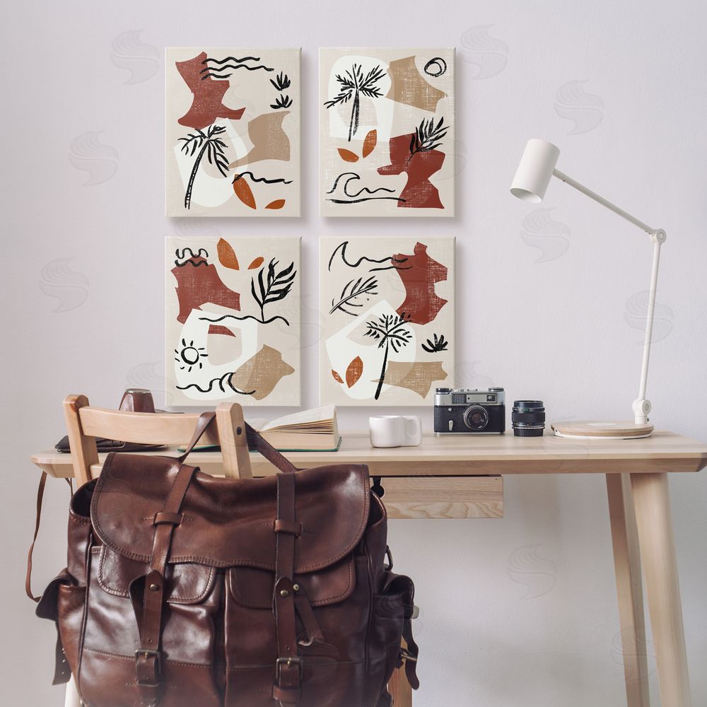 Melissa Wang Abstract Tropical Boho Shapes & Botanicals Canvas Wall Art Print in Room