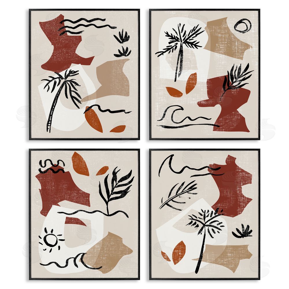Melissa Wang Abstract Tropical Boho Shapes & Botanicals Black Framed Giclee Wall Art Print