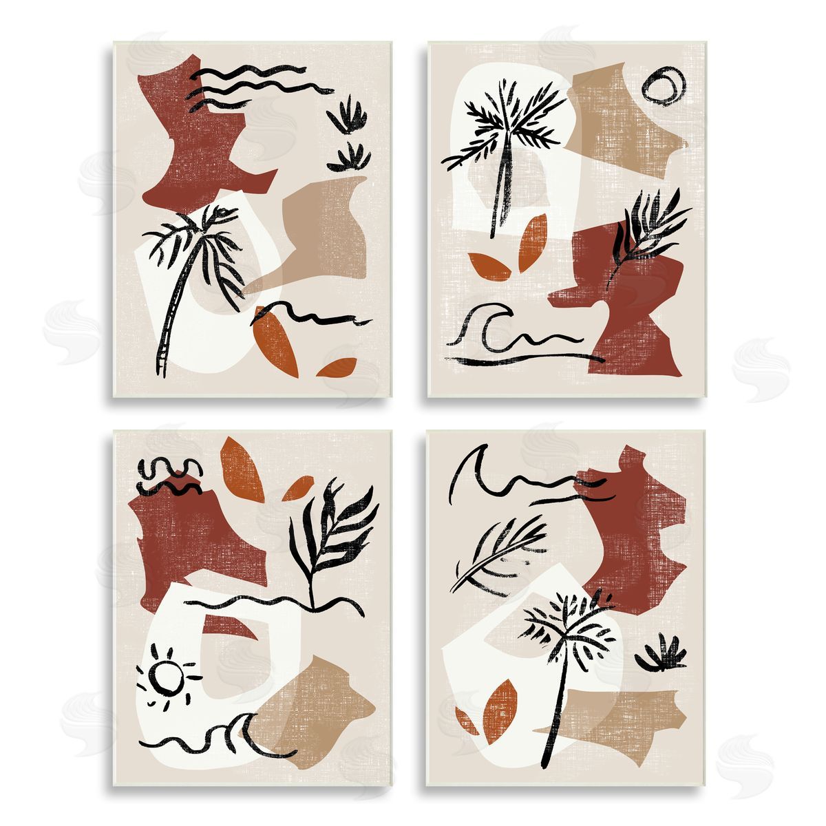 Melissa Wang Abstract Tropical Boho Shapes & Botanicals Wooden Wall Plaque Art Print