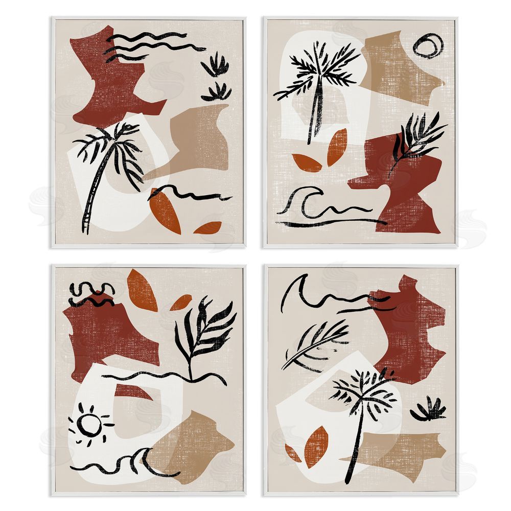 Melissa Wang Abstract Tropical Boho Shapes & Botanicals White Framed Giclee Wall Art Print