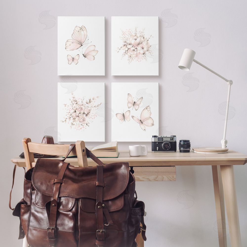 Studio Q Pastel Floral Blossoms Butterfly Nature Canvas Wall Art Print in Room
