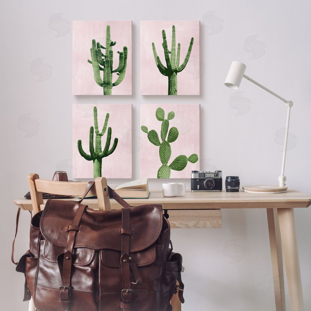 Mia Jensen Bold Pink Desert Cactus Arid Vegetation Canvas Wall Art Print in Room