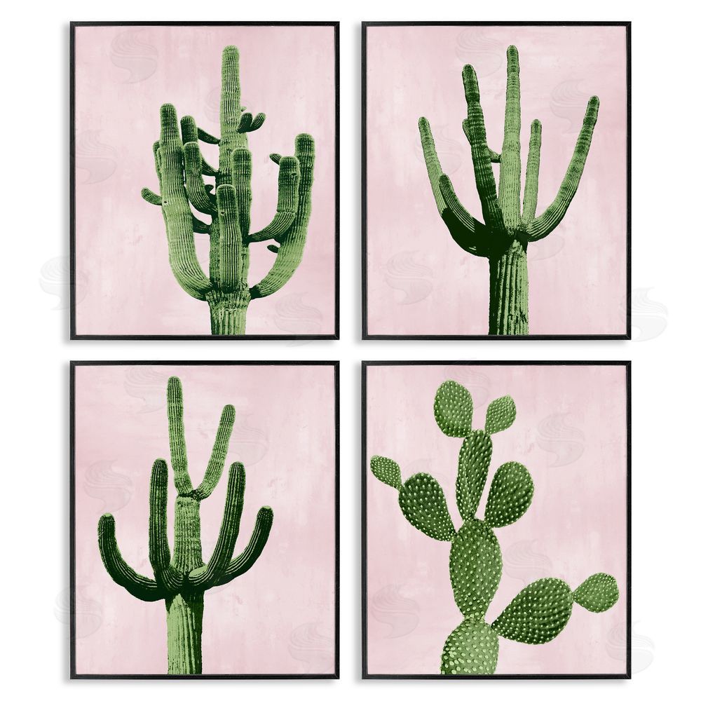 Mia Jensen Bold Pink Desert Cactus Arid Vegetation Black Framed Giclee Wall Art Print