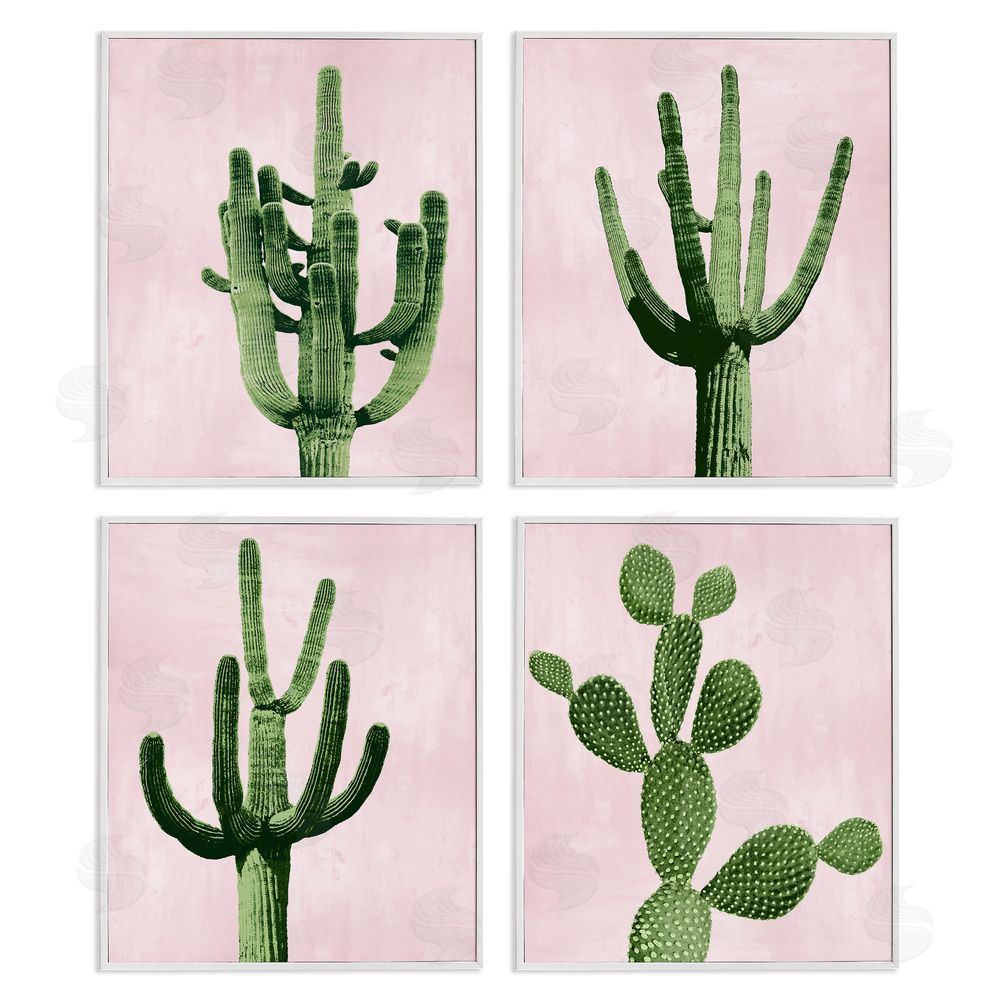 Mia Jensen Bold Pink Desert Cactus Arid Vegetation White Framed Giclee Wall Art Print