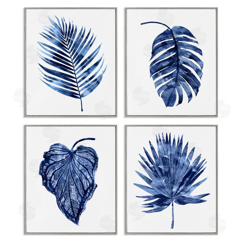 Melonie Miller Varied Leaves Simple Botanical Plant Gray Framed Giclee Wall Art Print