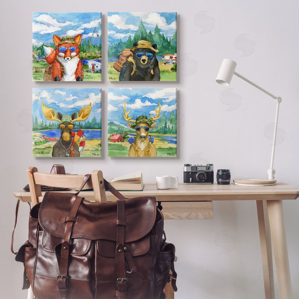 Paul Brent Happy Camper Woodland Animals Canvas Wall Art Print in Room