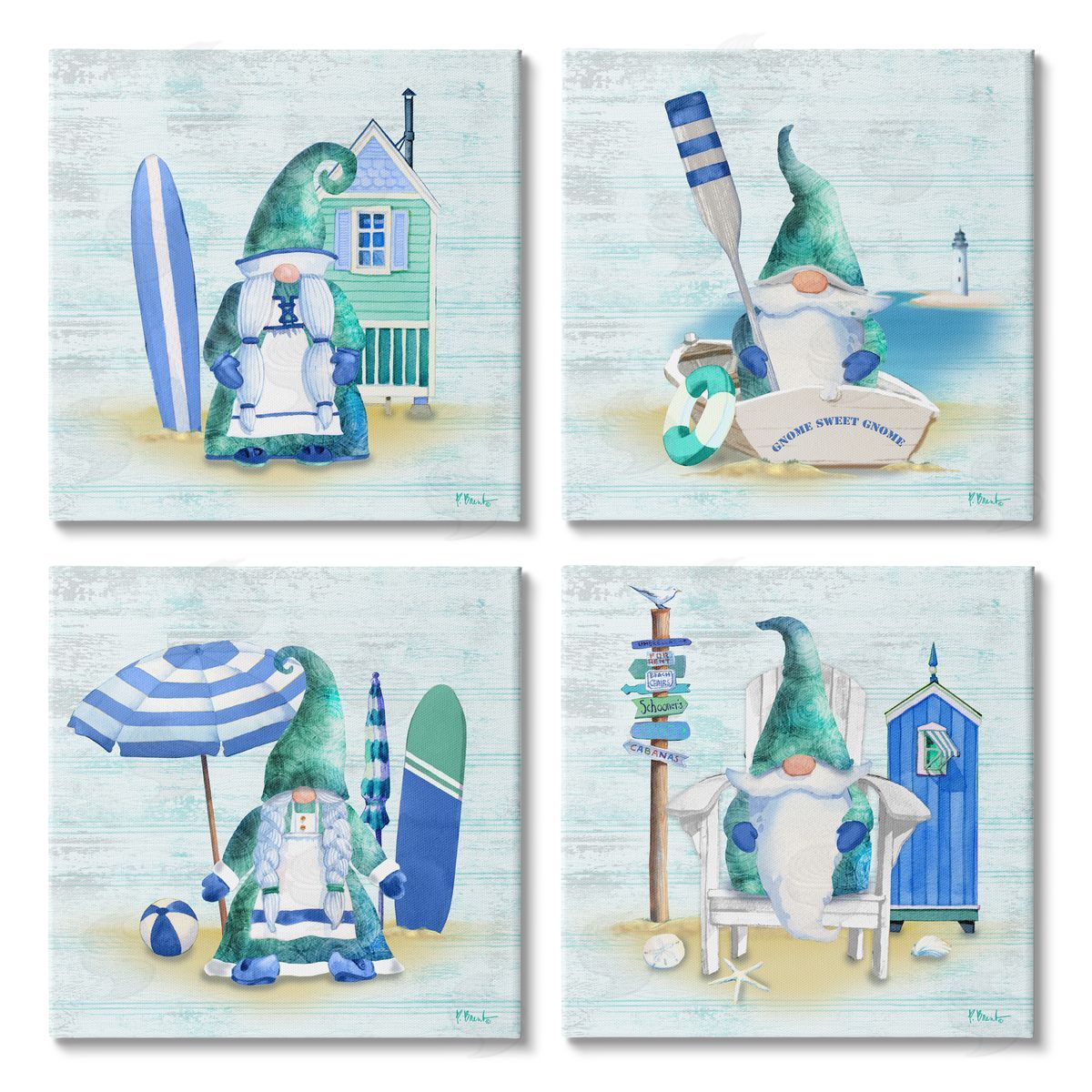 Paul Brent Coastal Gnomes Nautical Life Canvas Wall Art Print