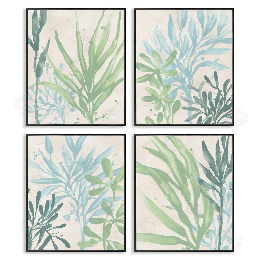 June Erica Vess Layered Plants Botanical Leaves Black Framed Giclee Wall Art Print