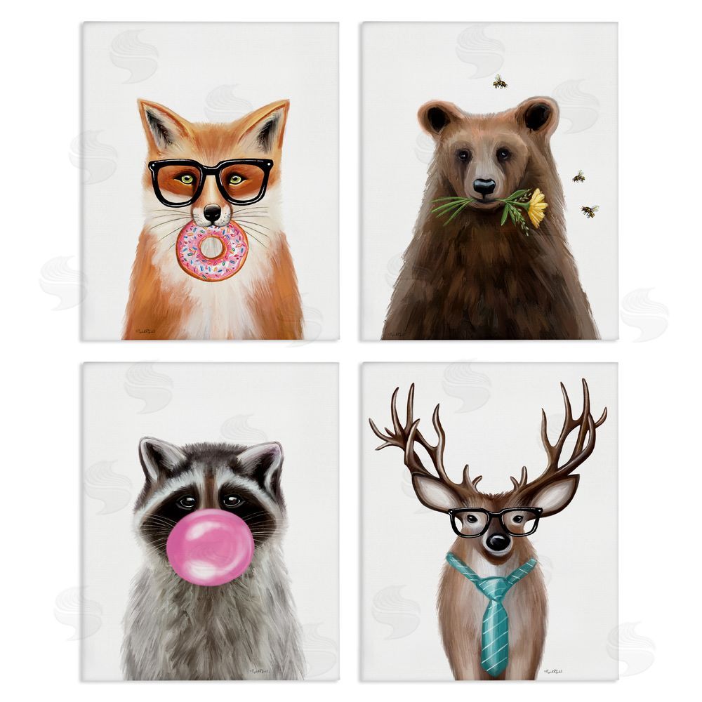 Elizabeth Tyndall Quirky Woodland Animal Portraits Canvas Wall Art Print