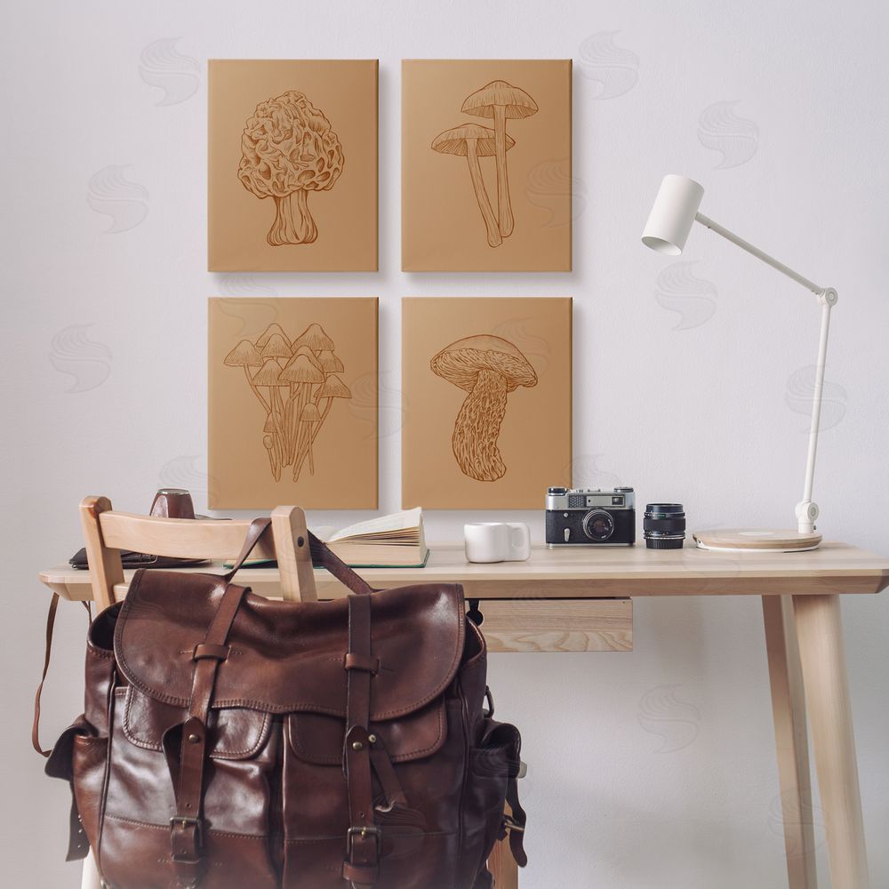 Ziwei Li Rustic Cottage Mushroom Sketches Canvas Wall Art Print in Room