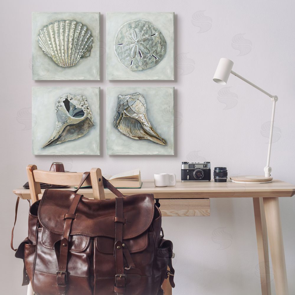 Erica Christopher Detailed Seashells Ocean Life Canvas Wall Art Print in Room