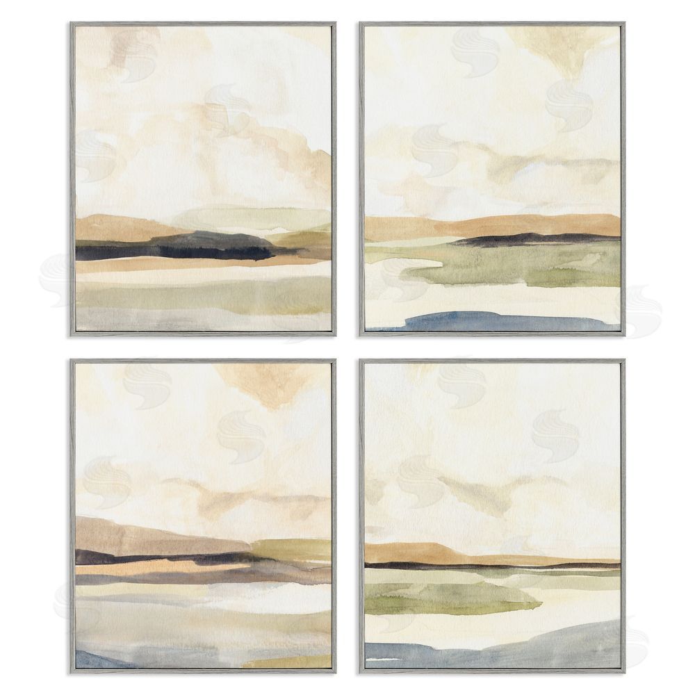 Annie Warren Sunlit Scenery Horizon Landscapes Gray Framed Giclee Wall Art Print