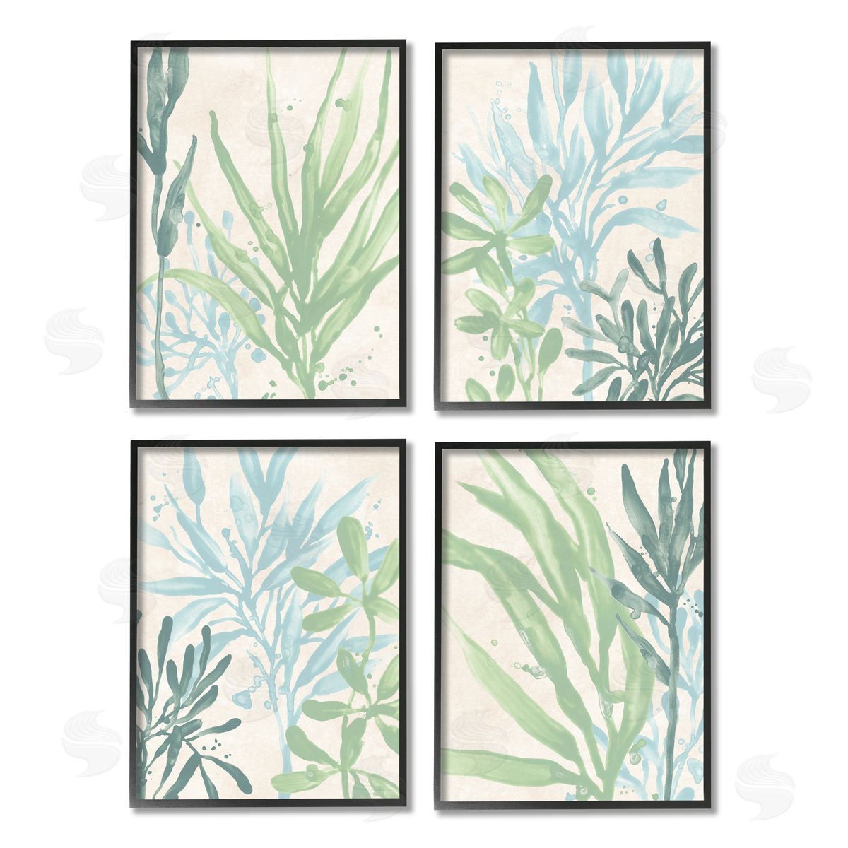 June Erica Vess Aquatic Botanical Seaweed Plants Black Framed Giclee Wall Art Print