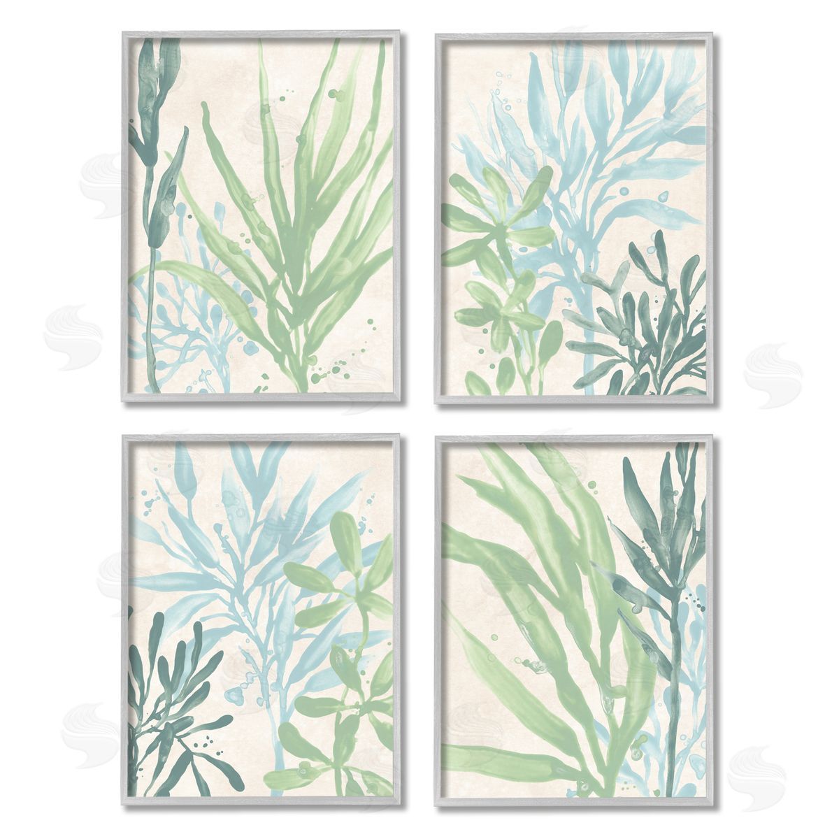 June Erica Vess Aquatic Botanical Seaweed Plants Gray Framed Giclee Wall Art Print
