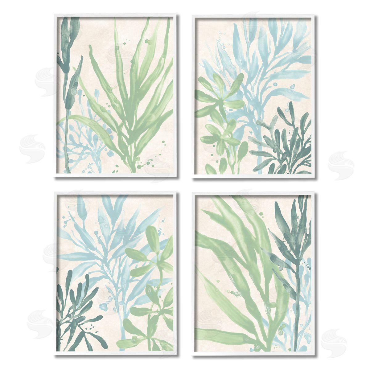 June Erica Vess Aquatic Botanical Seaweed Plants White Framed Giclee Wall Art Print