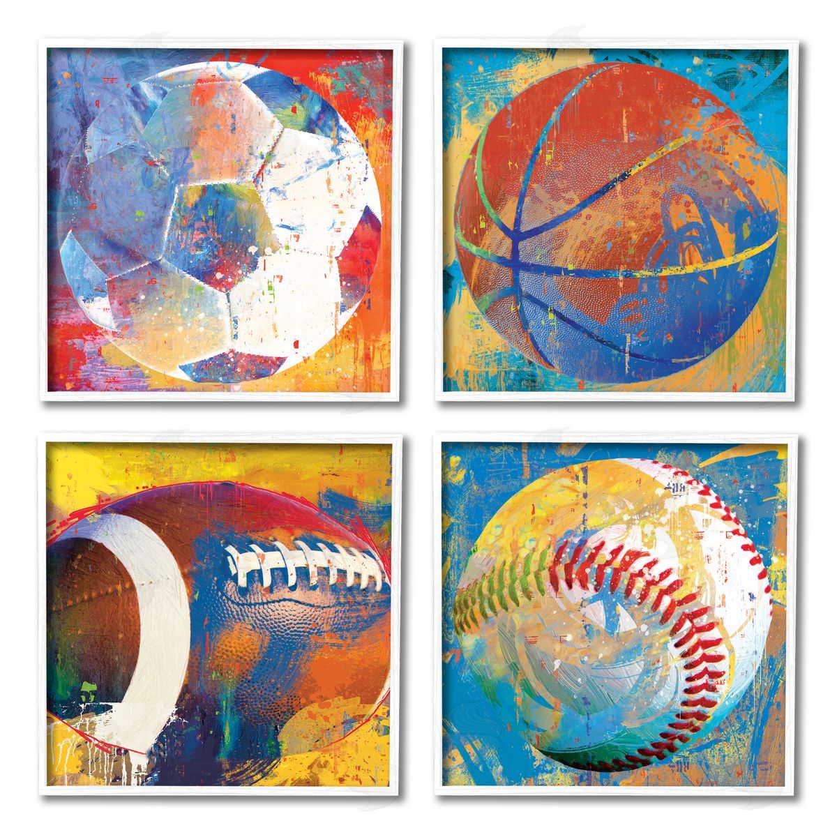 Savannah Miller Collaged Urban Sports Balls White Framed Giclee Wall Art Print
