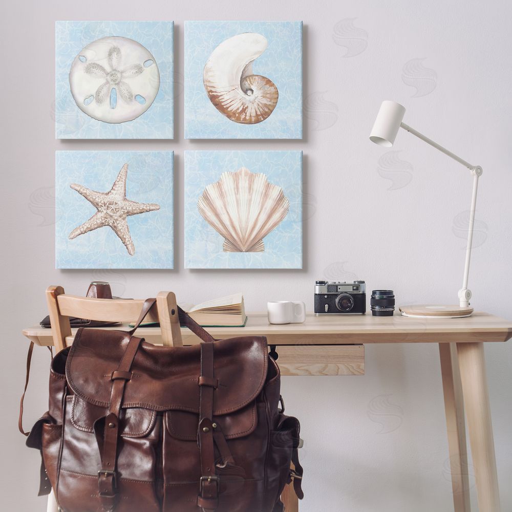 Diannart Water Patterned Sea Life Shells Canvas Wall Art Print in Room