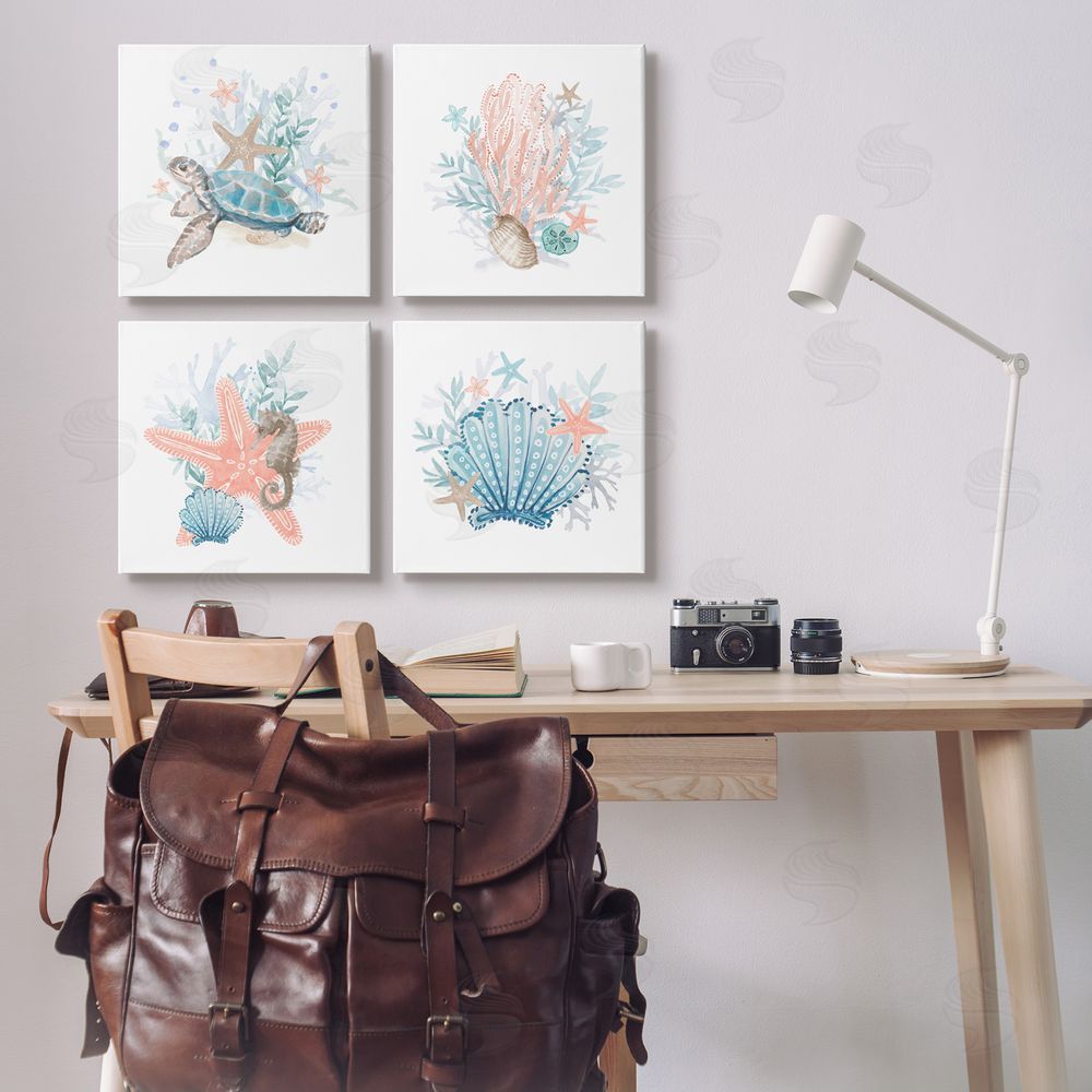 Lanie Loreth Various Sea Life Nautical Coral Reef Canvas Wall Art Print in Room