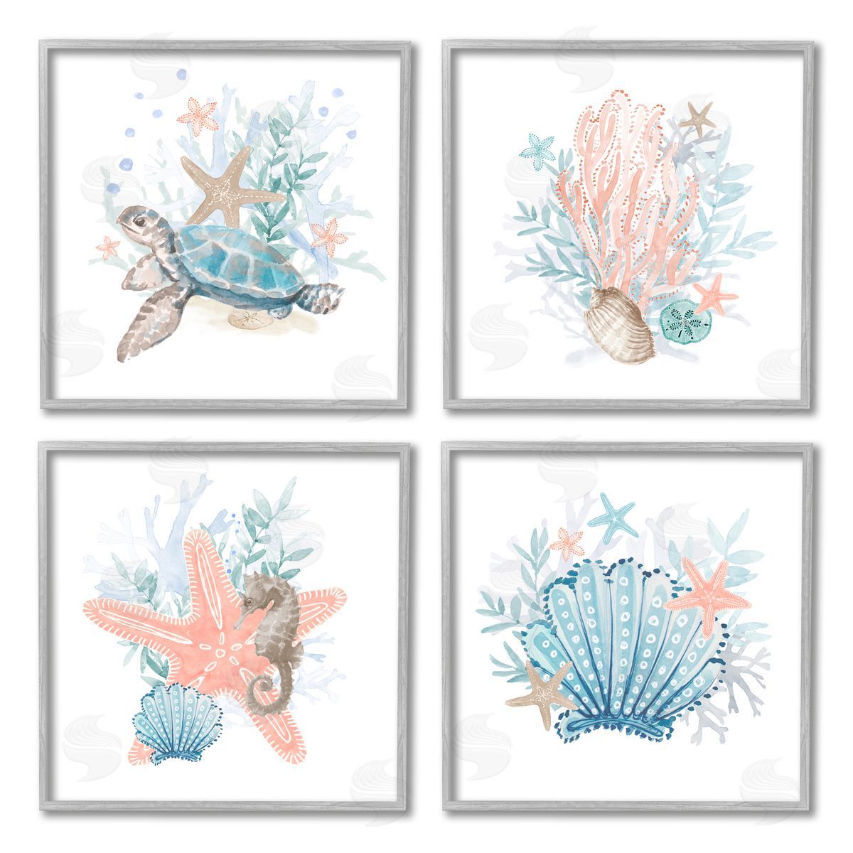Lanie Loreth Various Sea Life Nautical Coral Reef Gray Framed Giclee Wall Art Print