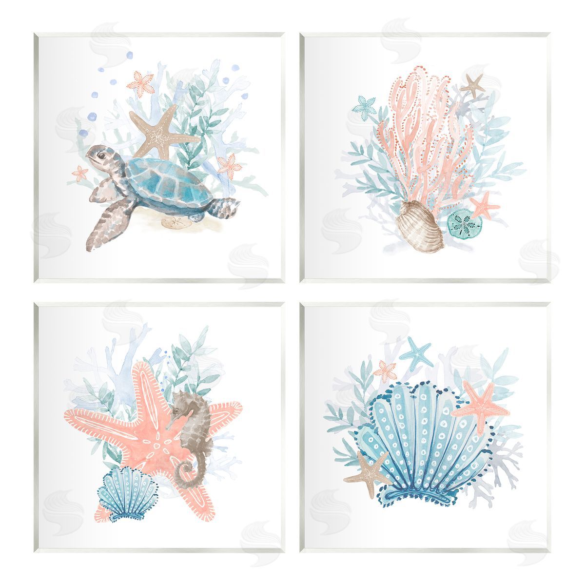 Lanie Loreth Various Sea Life Nautical Coral Reef Wooden Wall Plaque Art Print