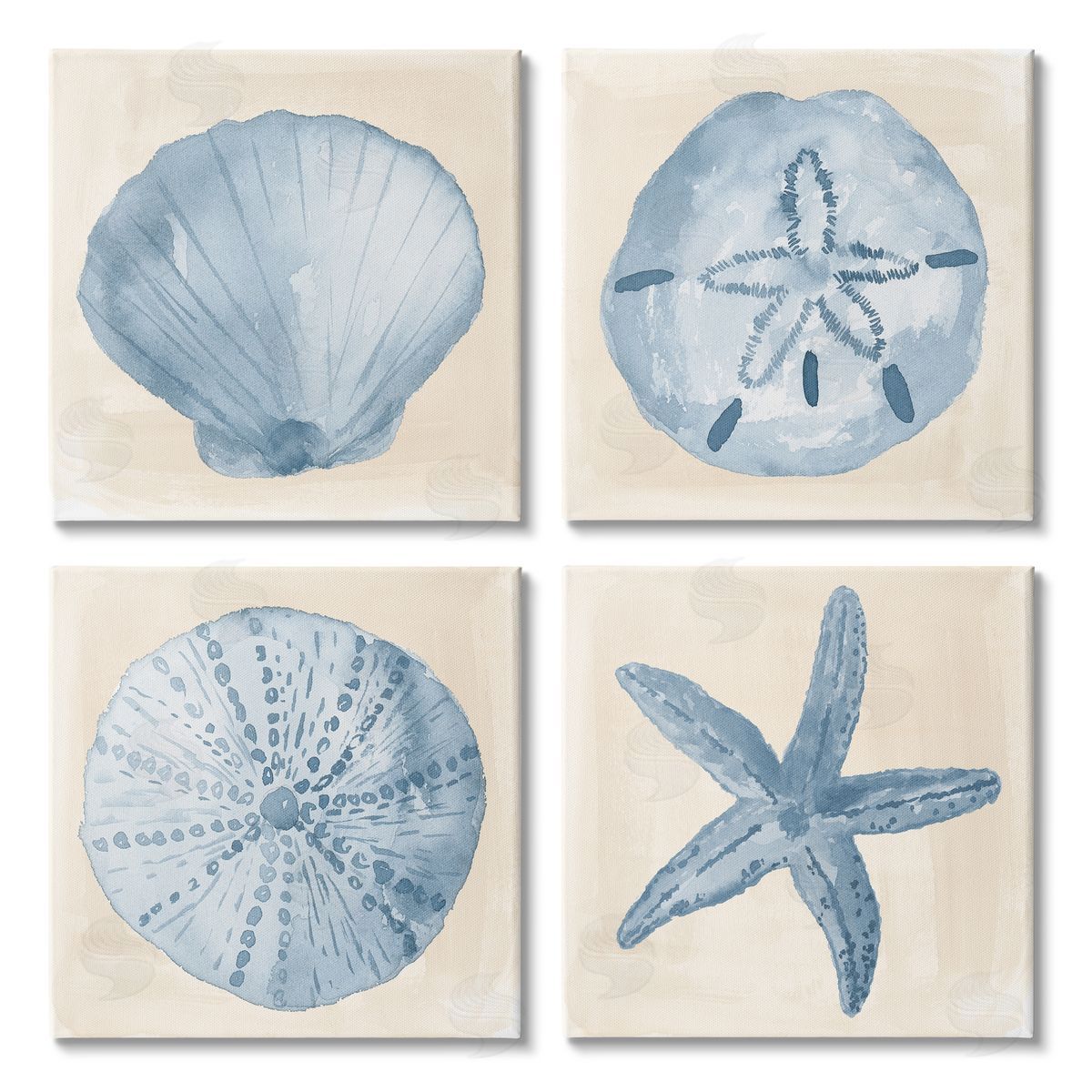 Lucille Price Blue Varied Seashell Marine Life Canvas Wall Art Print