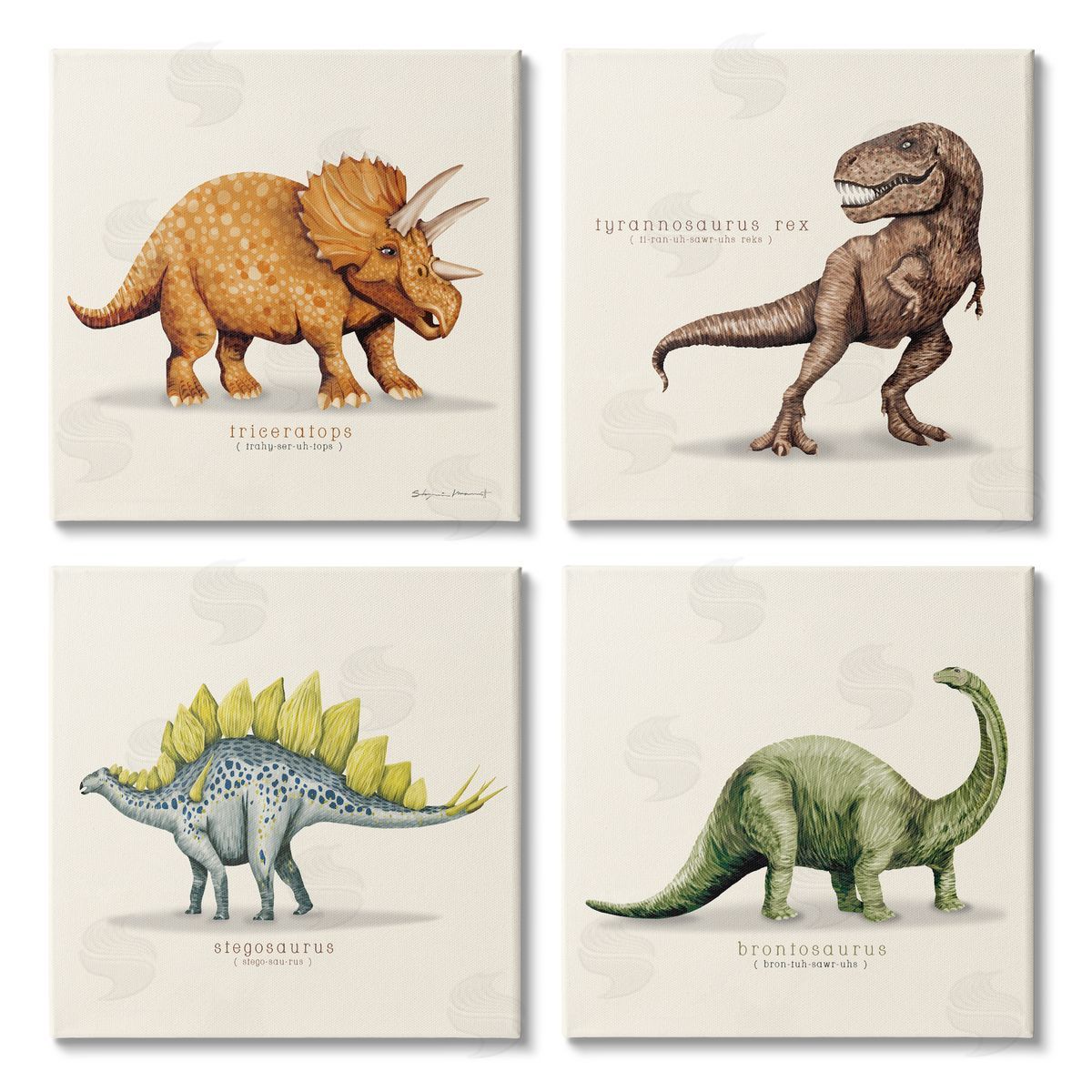 Stephanie Workman Marrott Educational Dinosaurs Scientific Species Canvas Wall Art Print