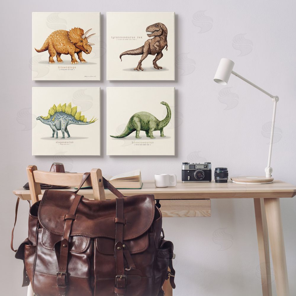 Stephanie Workman Marrott Educational Dinosaurs Scientific Species Canvas Wall Art Print in Room