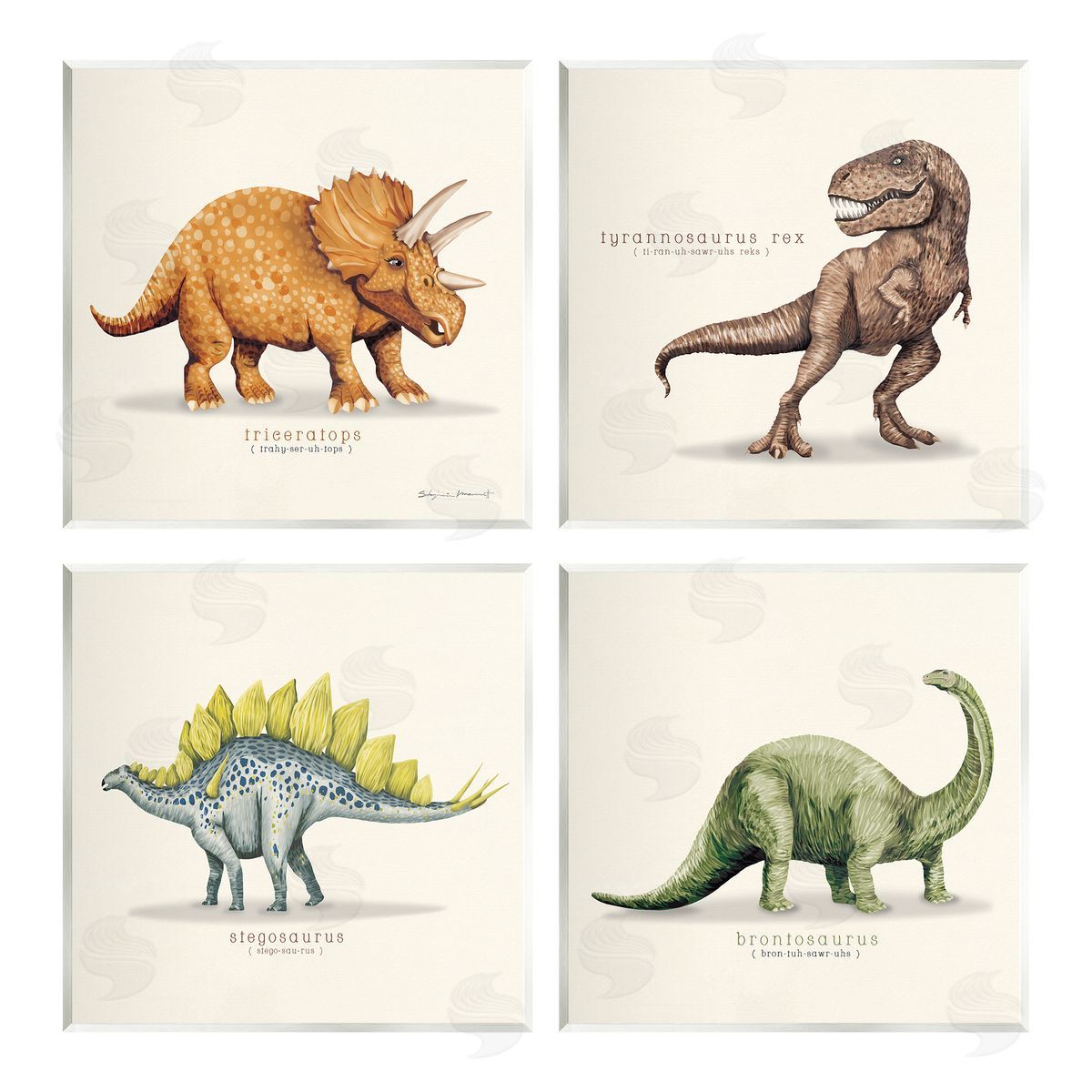 Stephanie Workman Marrott Educational Dinosaurs Scientific Species Wooden Wall Plaque Art Print