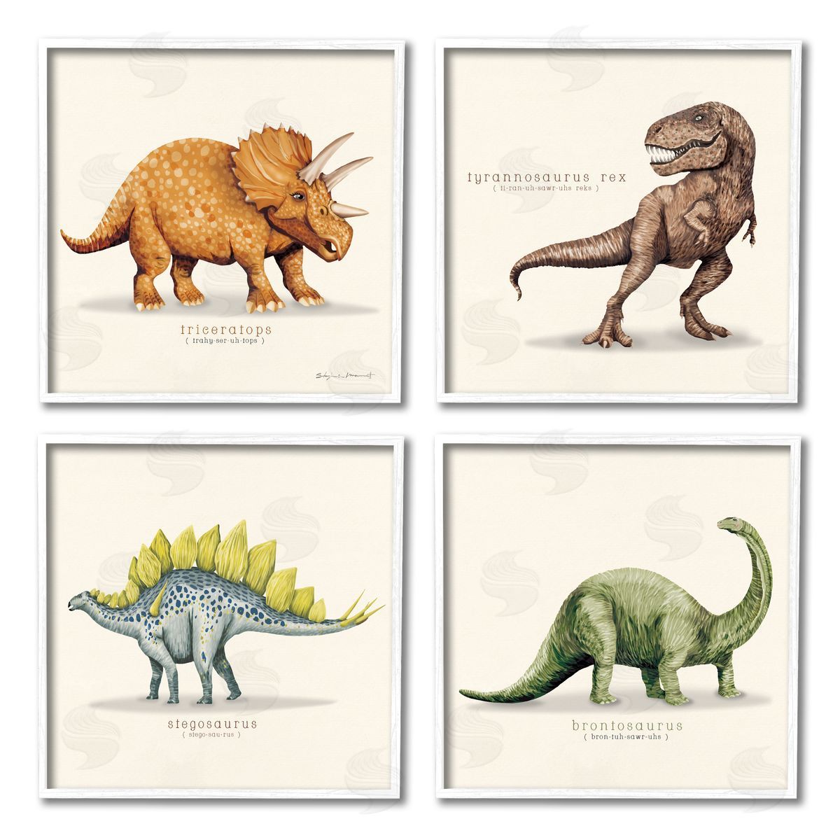 Stephanie Workman Marrott Educational Dinosaurs Scientific Species White Framed Giclee Wall Art Print