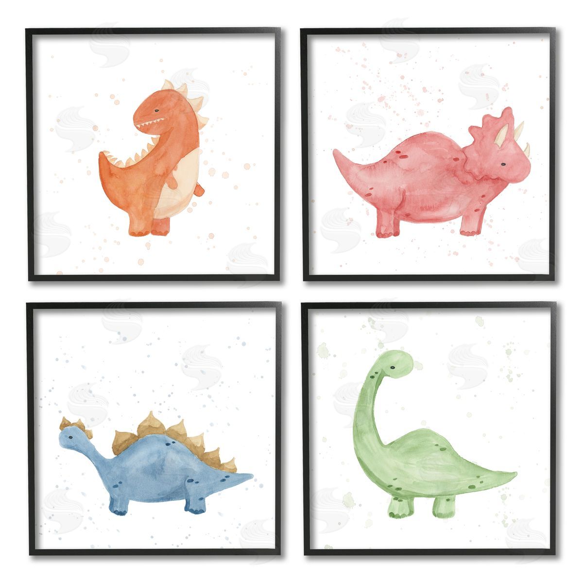 Lucille Price Fun Nursery Dinosaurs Animals Black Framed Giclee Wall Art Print