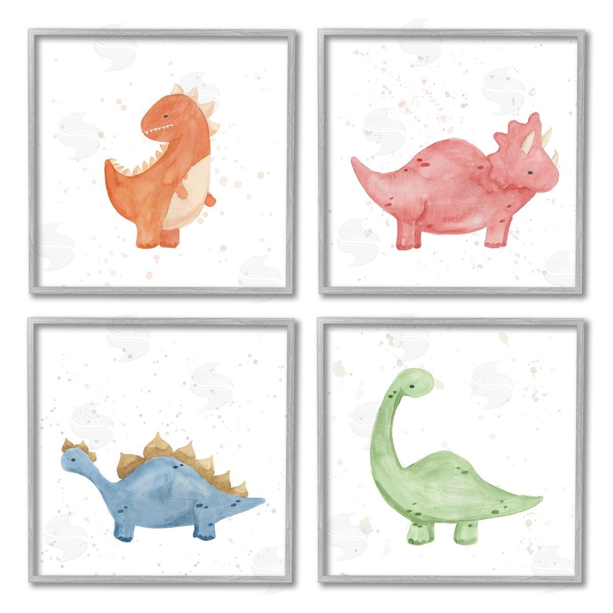 Lucille Price Fun Nursery Dinosaurs Animals Gray Framed Giclee Wall Art Print