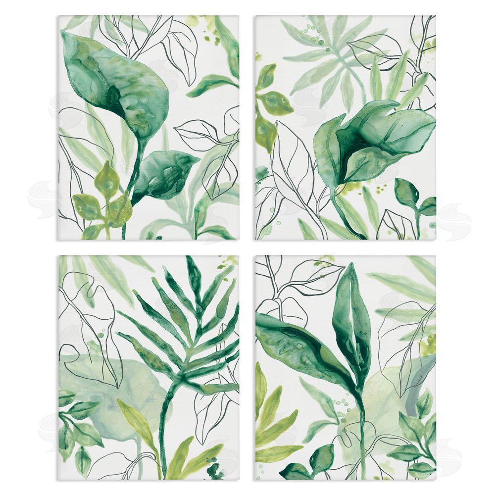June Erica Vess Varied Green Tropical Plant Leaves Canvas Wall Art Print